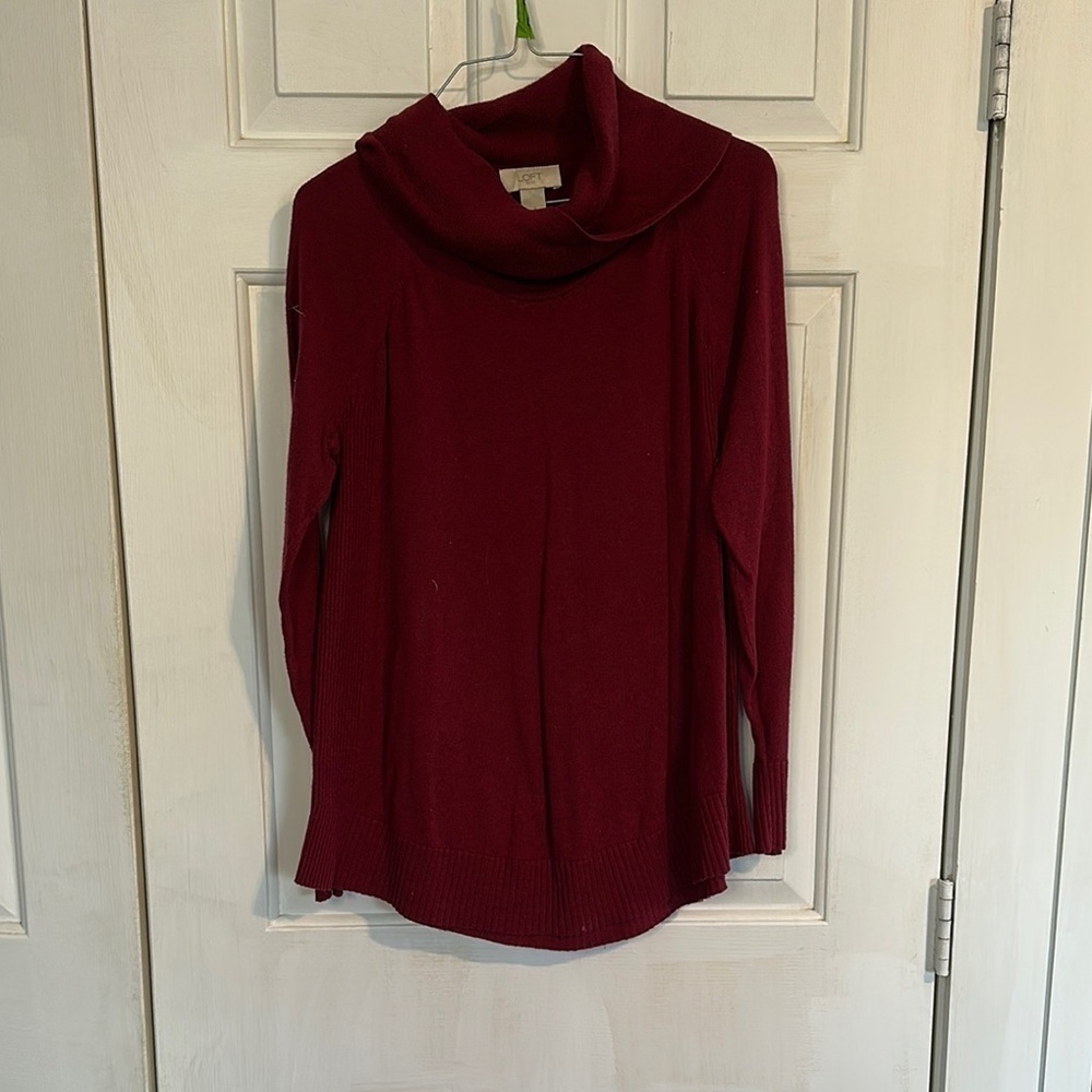 Loft maroon cowl neck sweater size small
